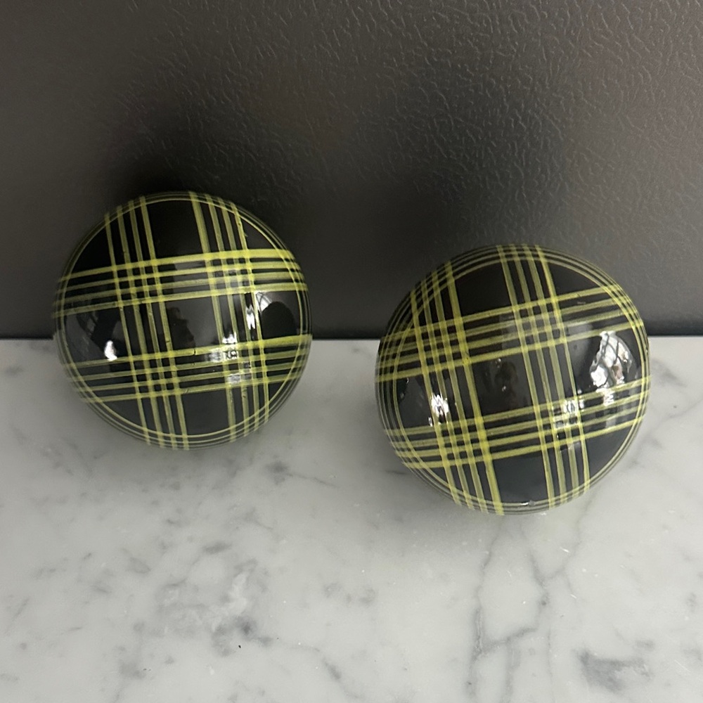 Black and Yellow Plaid Button Earrings